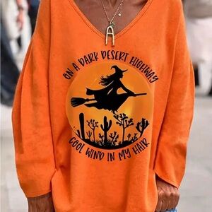 New. Orange Halloween knit top. Size XXL